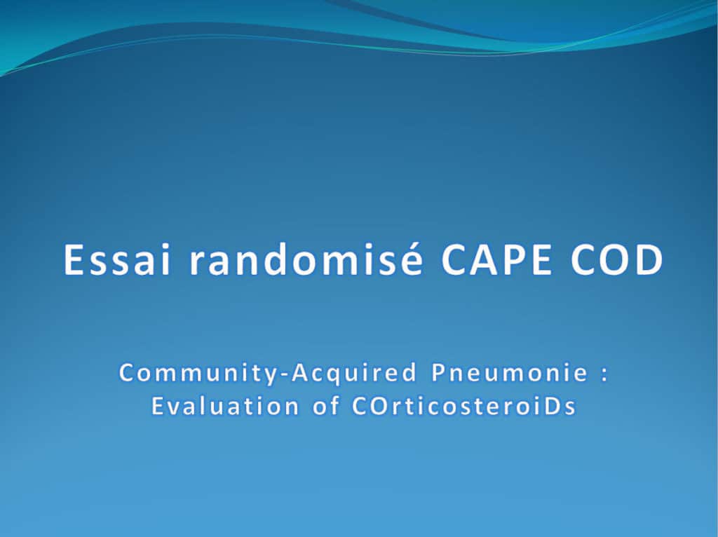 Les résultats de l’essai CAPE COD publiés dans le NEJM - CIC 1415 Tours